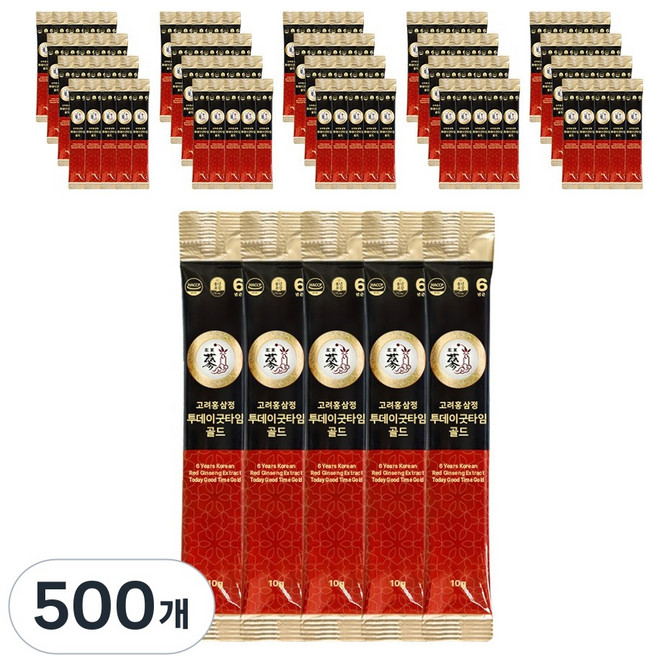 풍년보감 6년근 고려홍삼정 진액 투데이굿타임 골드 홍삼스틱 벌크포장, 10g, 500개
