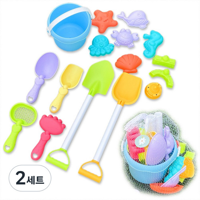 [KC인증] 어린이 유아 모래놀이 도구 장난감 세트, 2세트, 150g, 혼합색상 16종