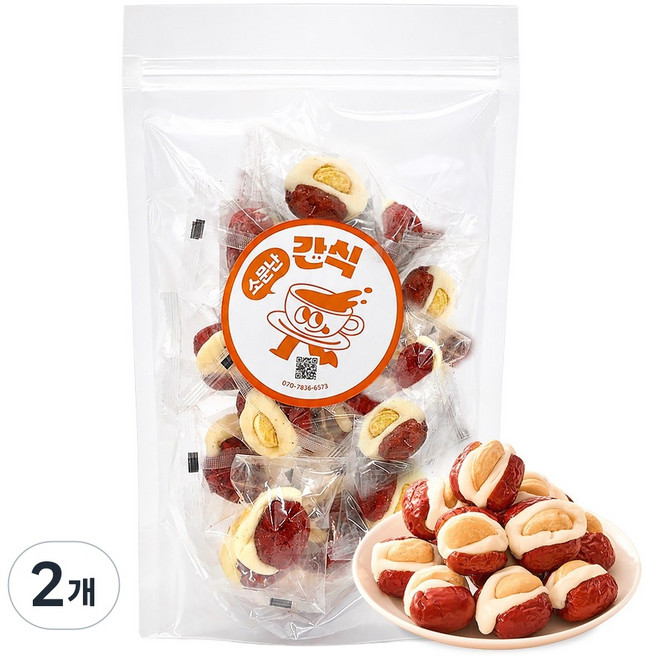 오리지널 대추 밀크캐슈넛 프리미엄간식 개별포장 디저트, 2개, 250g