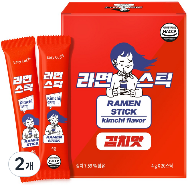 라면스틱 김치맛, 2개