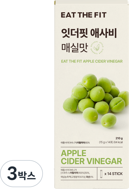 잇더핏 비니거핏 애플사이다비니거 14포, 3박스, 210g