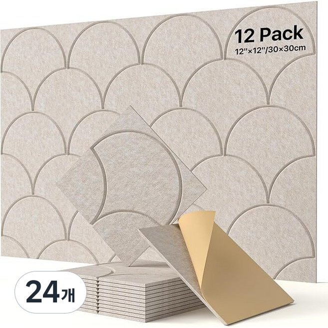 티지피 접착형 흡음판 방음판 벽 현관문 방음판 30cm x 30cm, 24개, 베이지1
