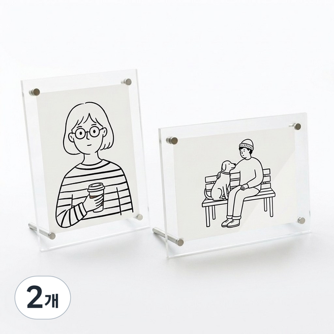투명 아크릴 액자 탁상용 액자 프레임 그림 상장 자격증 스탠드형, 2개