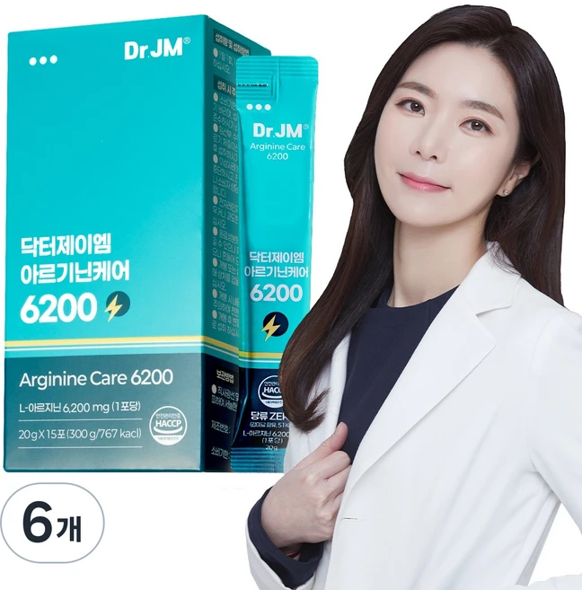 닥터제이엠 아르기닌 케어 6200 고함량 시트룰린 아연 활력 에너지, 6개, 300g - 쿠팡