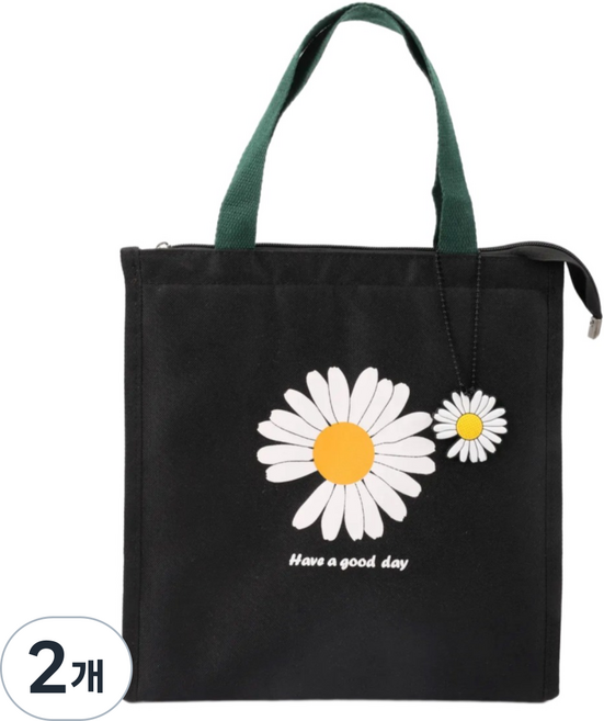 탐나지오 데이지 쿨러백 보냉백 피크닉 캠핑 도시락 가방, 2개, 블랙