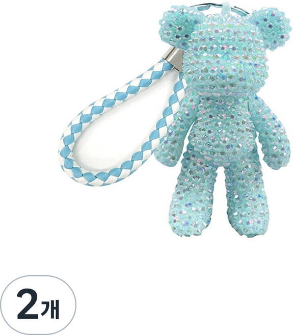 DIY 보석십자수 비즈 곰돌이 키링 만들기 8종, 2개, 1.민트