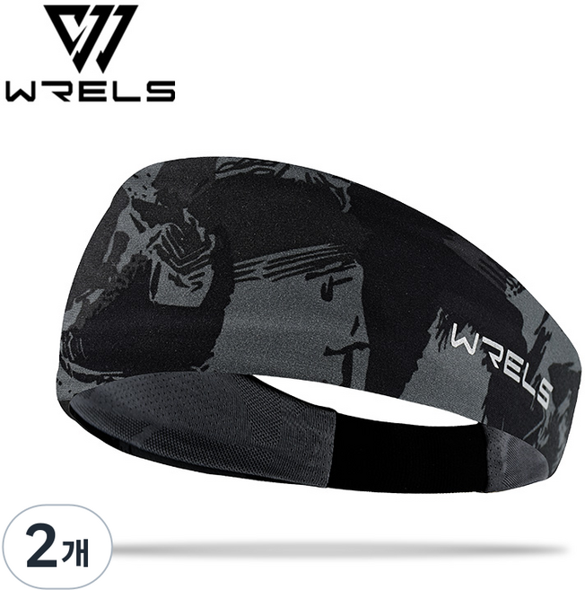 7위 - WRELS 초경량 스포츠 헤드밴드 고탄력 3중 흡한속건 미끄럼방지 남녀공용 등산 캠핑 러닝 여름용, 2개, 