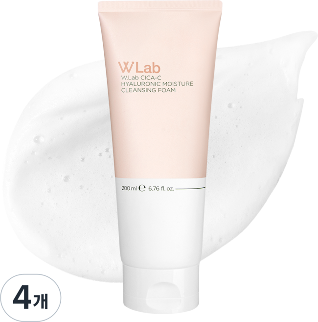 더블유랩 시카씨 히알루론산 모이스처 대용량 클렌징폼, 4개, 200ml