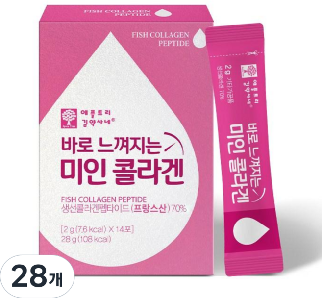 애플트리김약사네 바로 느껴지는 미인 콜라겐 14포, 2g, 28개