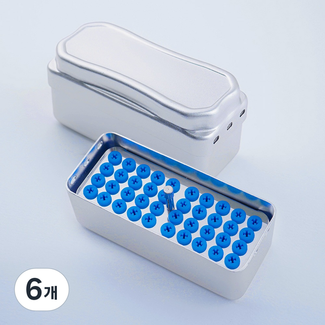 네일스토어 드릴 비트 보관함 세척 틴케이스, 6개, 실버