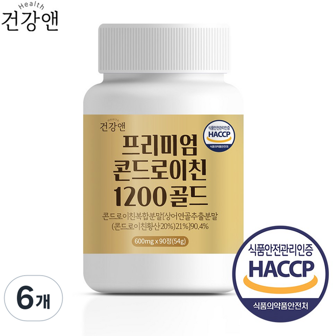 콘드로이친 1200 골드 프리미엄 상어연골 식약청 HACCP 인증, 6개, 90정