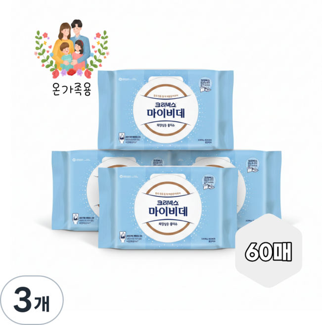 마이비데 캡형 화장실물티슈 60매, 3개, 60개입