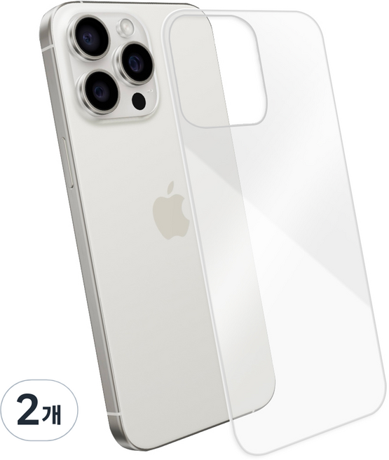 아이폰 15 프로 맥스 호환 후면 강화유리 풀커버 보호필름, 투명, 2개
