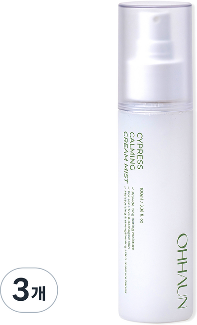 오하운 편백수 수분진정 크림 미스트 약산성미스트 안개분사 미스트 수분미스트 물광효과 미스트 수분충전 미스트 승무원 페이스 미스트, 3개, 100ml
