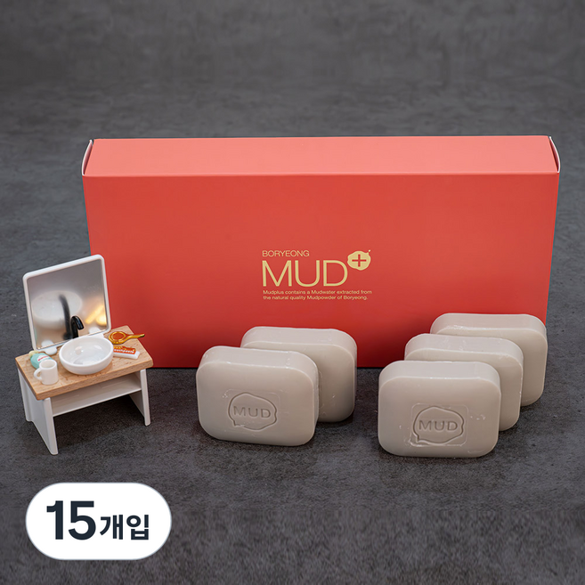 보령머드 클렌징 천연비누 각질케어 보습 진정 피부세안용 머드솝, 90g, 15개입