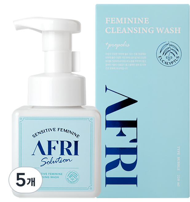 애프리 버블여성청결제(프로폴리스 성분) 약산성 천연성분 임산부사용가능, 5개, 220ml