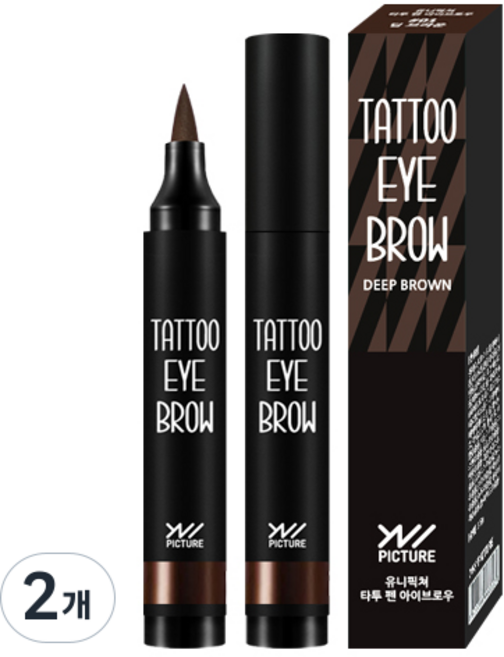 유니픽쳐 타투 펜 아이브로우 3.5g, 딥브라운, 2개