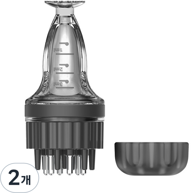 두피케어 도포기 마사지 로게인폼 미녹시딜 탈모치료용 발모제도포기, 누름 도포기 [블랙] (드로퍼와 세척 브러시 증정), 2개