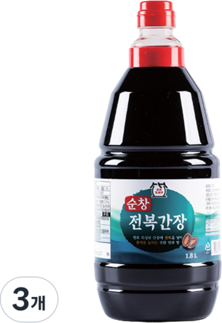 아주존 순창우리식품 업소용 요리용 전복간장, 3개, 1.8L