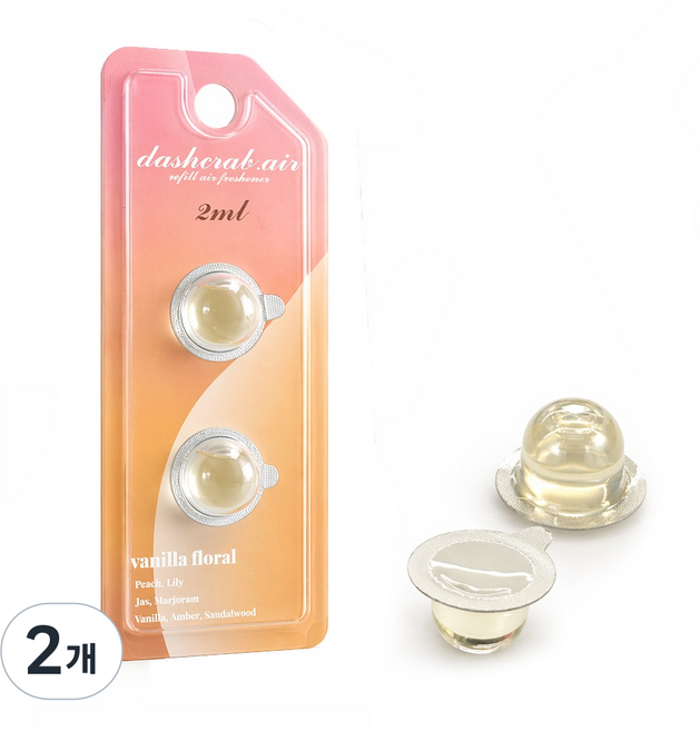 대쉬크랩 차량용방향제 리필 2ml 캡슐 2개입 카카오프렌즈 미니언즈 투슬리스 호환용, 2개, 바닐라 플로랄