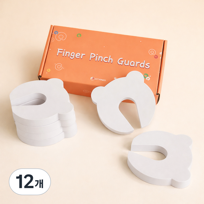 아기 도어스토퍼 손끼임방지 문닫힘방지 핑거 가드, 12개, 화이트 곰돌이