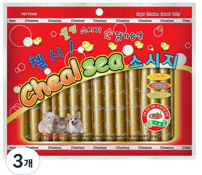 도기프렌드 첼시 애견 소시지 28개입, 닭가슴살, 3개, 420g