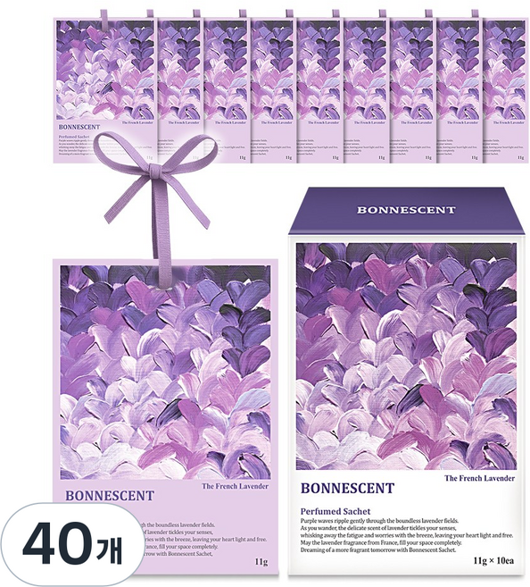 보네센트 샤쉐 옷장 방향제 더프렌치라벤더, 11g, 40개