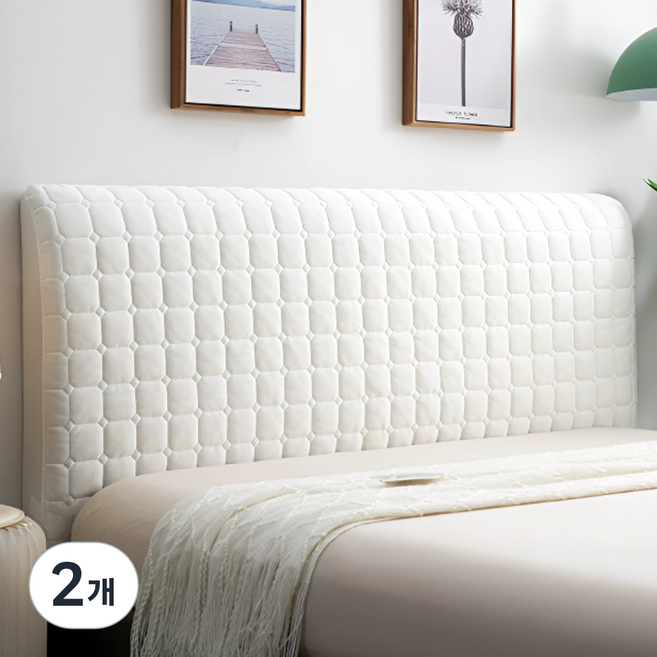 유루카 침대 헤드 커버 사계절, 2개, 화이트