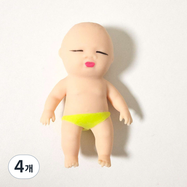 리빙릿 엽기 베이비 말랑이 촉감놀이 스퀴시 주물럭 스트레스해소, 4개, 미니베이비