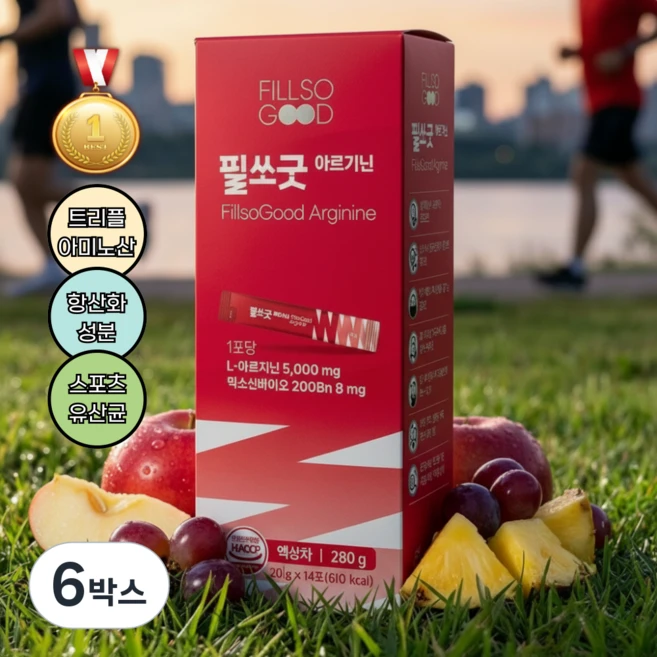 에너지 부스터 고함량 L 아르기닌 5000mg 시트룰린 오르니틴 항산화 비타민 무카페인, 6박스, 14회분 - 쿠팡