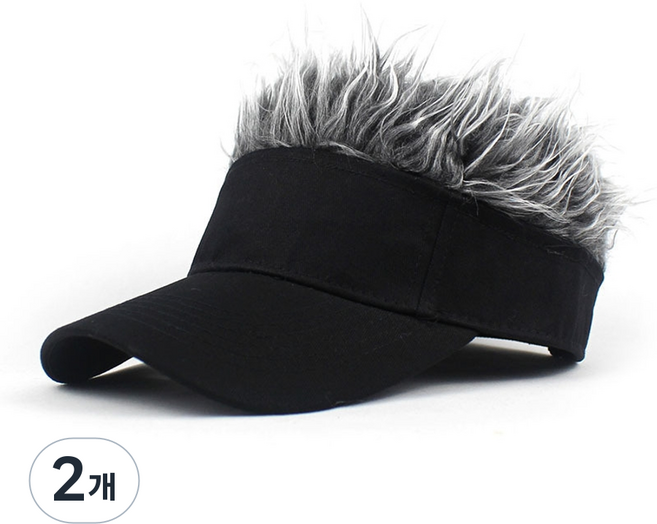 머리카락달린모자 가발 머리카락 모자 스포츠 낚시, 그레이, 2개