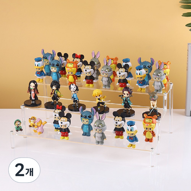 안심가 투명 계단형 아크릴 상품 진열대 3단, 40x10cm, 2개