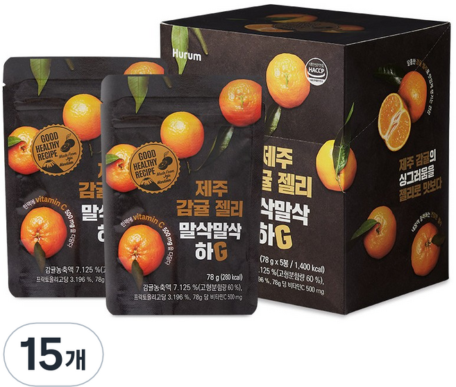 제주 감귤 젤리 말삭말삭 하G 5개입 세트, 78g, 15개
