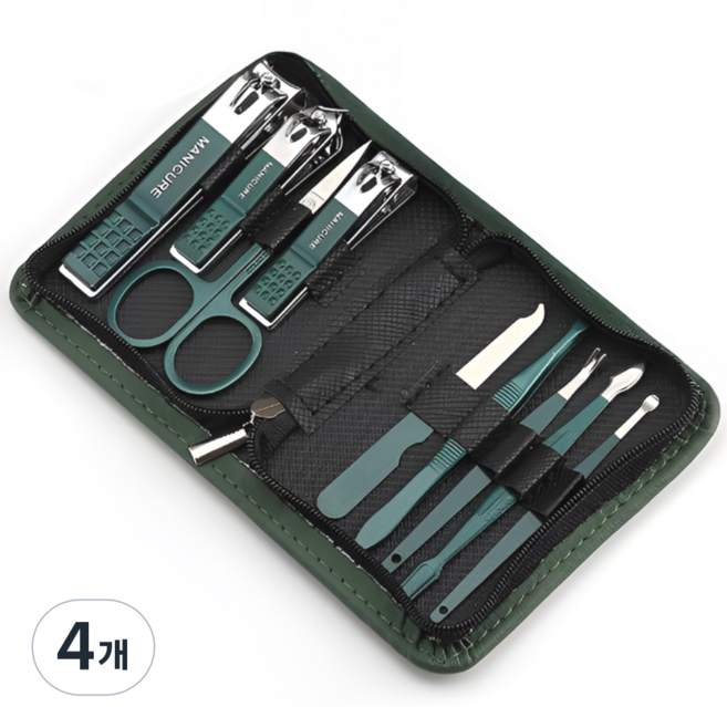슈어만 눌림없는 프리미엄 손발톱 깎이 키트, 4개, 그린