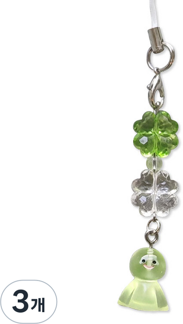 리빙릿 테루테루보즈 네잎클로버 키링 일본 맑음인형 에어팟 키홀더 핸드폰줄, 3개, 그린 클로버