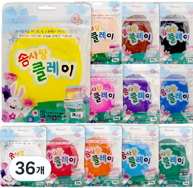 KC인증 솜사탕클레이 12종 세트 50g, 36개, 혼합색상