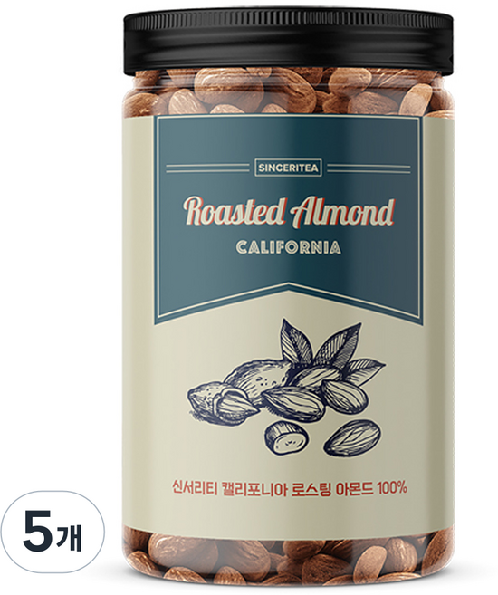 신서리티 캘리포니아 로스팅 아몬드 100%, 5개