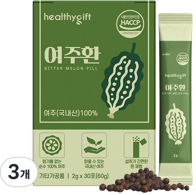 국내산 여주 환 식약청 HACCP 인증 스틱, 3개, 60g