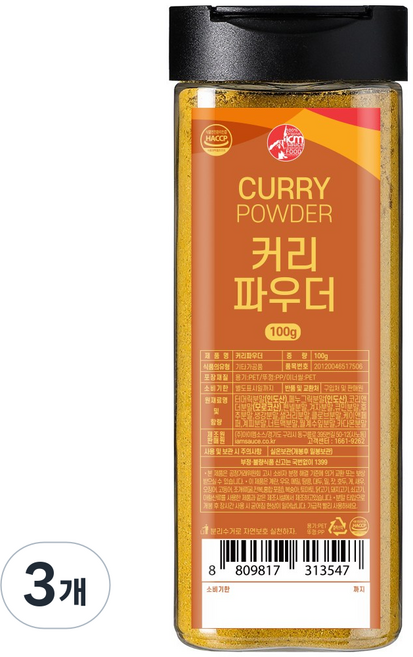 아이엠소스 커리파우더, 3개, 100g