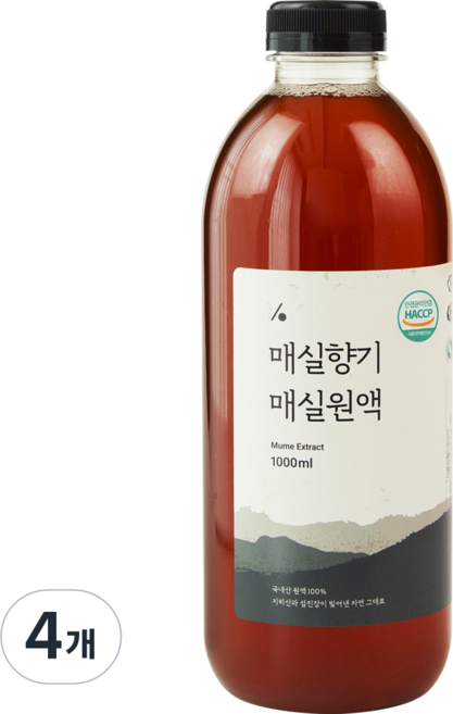매실향기 국내산 하동 매실로 만든 자연발효 매실청 매실액, 4개, 1L