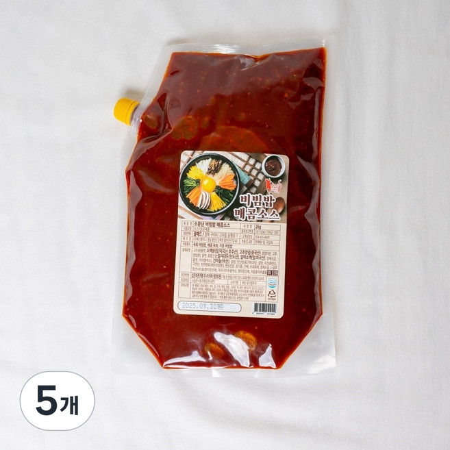 올패드 소문난 비빔밥 매콤소스 대용량 업소용 비빔장, 5개, 2kg