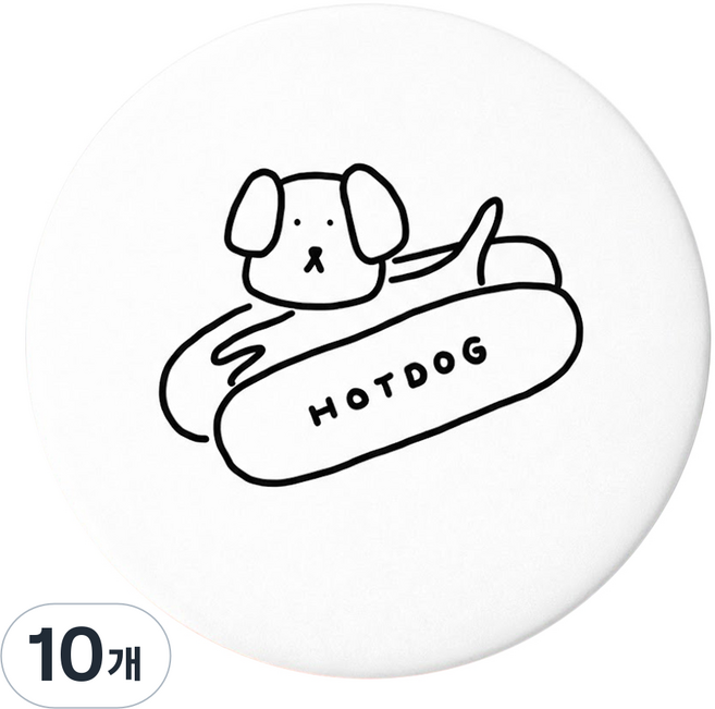 oood 미니손거울 원형 휴대용 거울, 화이트, 10개, HOTDOG