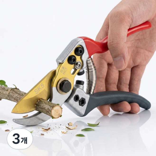 폴라픽스 원예 전지가위 SK5 고탄소강 조경 화훼, 3개