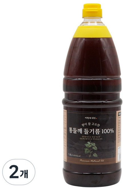 이장네 향이 참 고소한 대용량 업소용 통들깨 들기름 백퍼센트, 1.8L, 2개