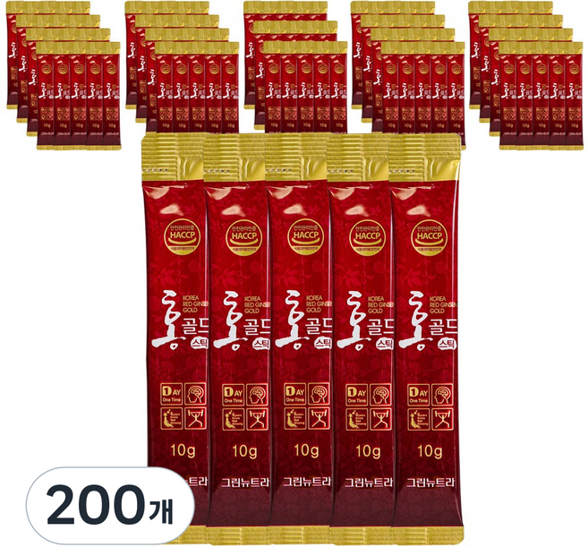 홍골드 6년근 진액 홍삼스틱 홍삼정 10ml 100포, 10g, 200개