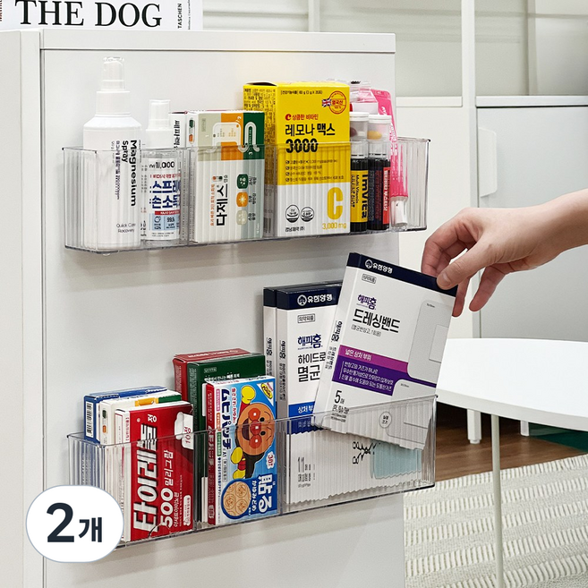 루시아이 공중부양 붙여쓰는 투명 약정리함, 투명(물결와이드형), 2개