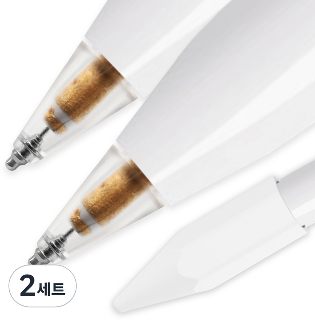 네츄럴파크 애플펜슬 호환 반영구 블록메탈 펜촉 2P 보호캡 증정, 2.투명실버2P (2세대보호캡증정), 2세트