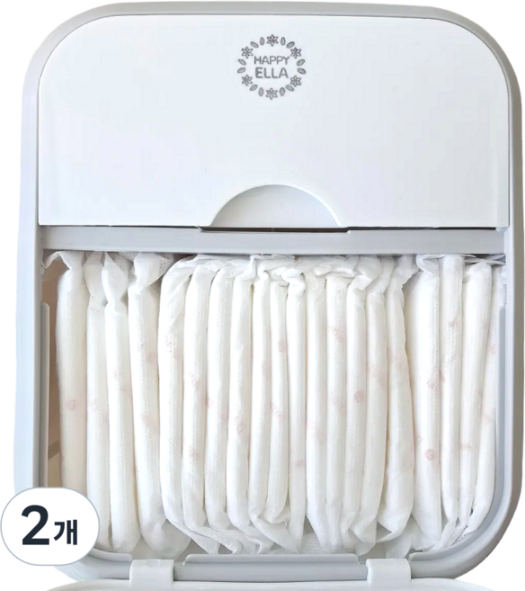 해피엘라 생리대보관함 욕실 정리함 화장실 디스펜서 수납 칸칸이, 18x12.5x22.5cm, 2개, 그레이화이트