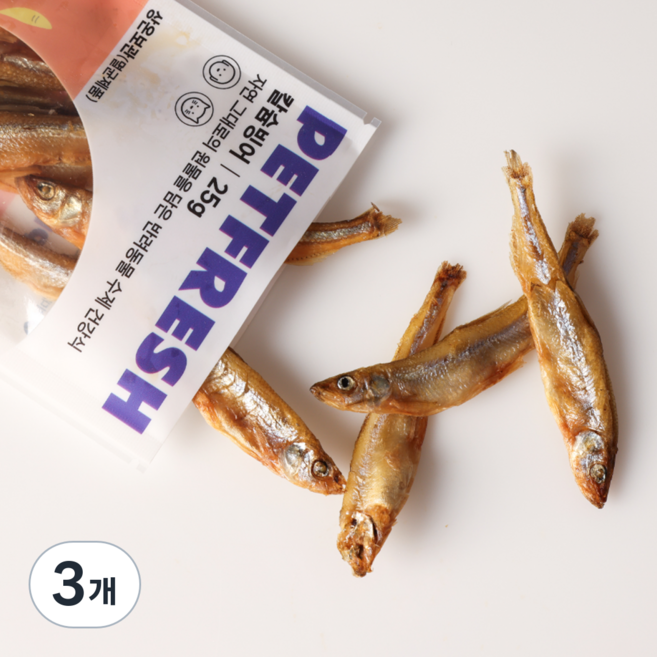 펫프레시 칼슘빙어 강아지 고양이 슬개골 저알러지 눈물자국 수제간식, 3개, 25g, 칼슘 빙어