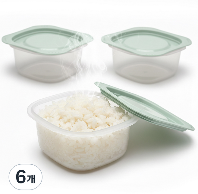 레브홈 국산 전자렌지용 국산 소분 용기 300ml, 6개, 민트